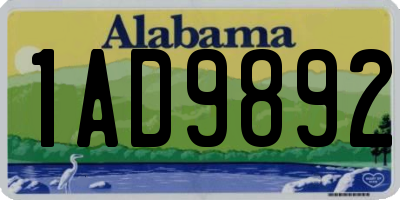 AL license plate 1AD9892