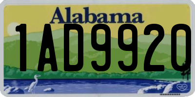AL license plate 1AD9920