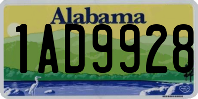 AL license plate 1AD9928