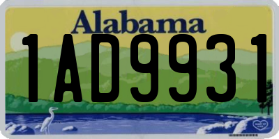 AL license plate 1AD9931