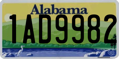 AL license plate 1AD9982