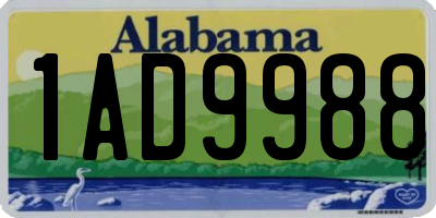 AL license plate 1AD9988
