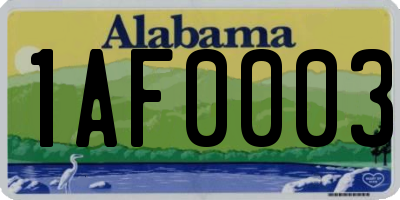 AL license plate 1AF0003