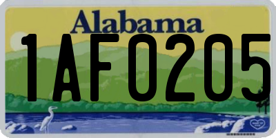 AL license plate 1AF0205