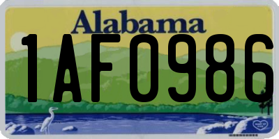AL license plate 1AF0986