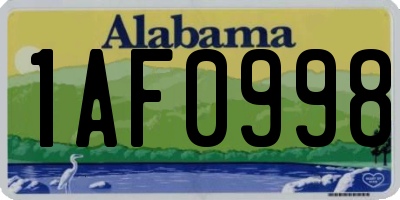 AL license plate 1AF0998