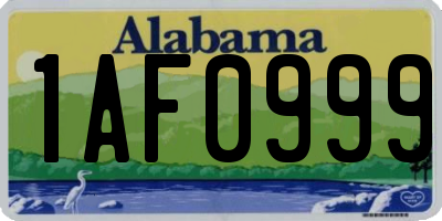 AL license plate 1AF0999
