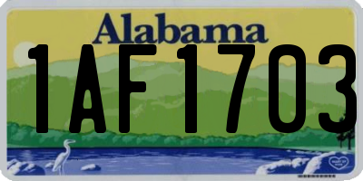 AL license plate 1AF1703