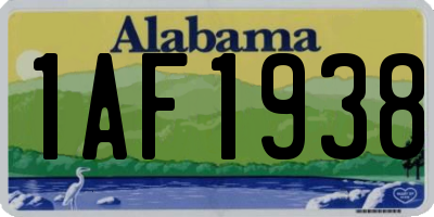 AL license plate 1AF1938