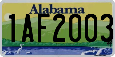 AL license plate 1AF2003