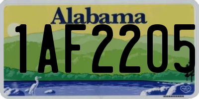 AL license plate 1AF2205