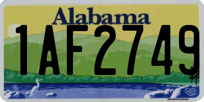 AL license plate 1AF2749