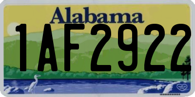 AL license plate 1AF2922