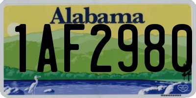 AL license plate 1AF2980