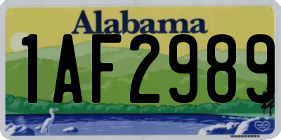 AL license plate 1AF2989