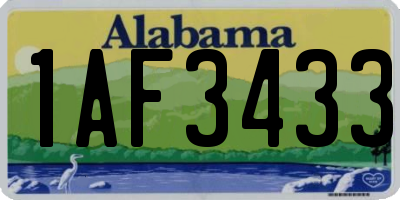 AL license plate 1AF3433