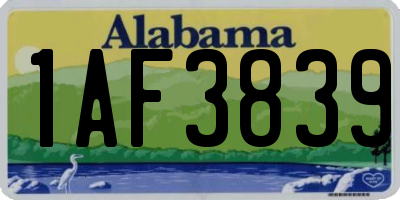 AL license plate 1AF3839