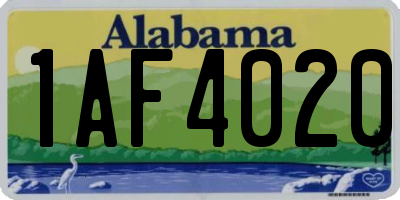 AL license plate 1AF4020