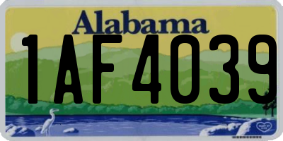 AL license plate 1AF4039