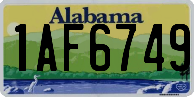 AL license plate 1AF6749