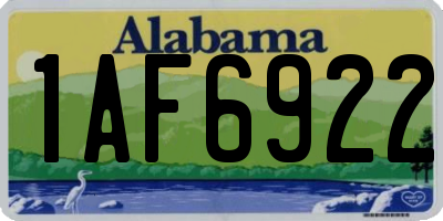 AL license plate 1AF6922