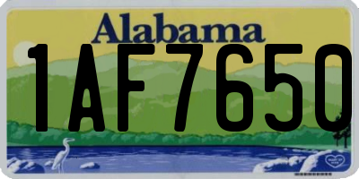 AL license plate 1AF7650