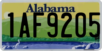 AL license plate 1AF9205