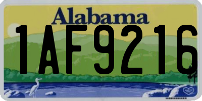 AL license plate 1AF9216