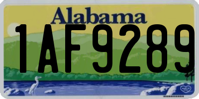 AL license plate 1AF9289