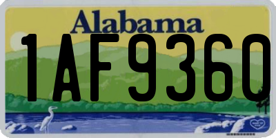 AL license plate 1AF9360