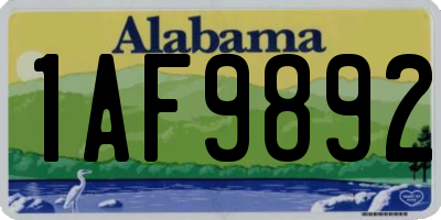 AL license plate 1AF9892