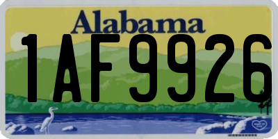 AL license plate 1AF9926