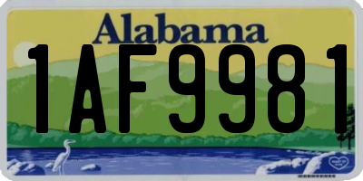 AL license plate 1AF9981