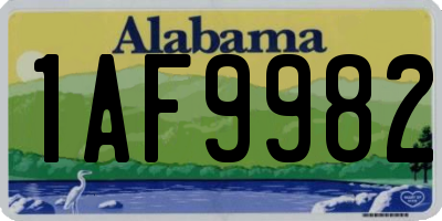 AL license plate 1AF9982