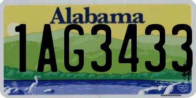 AL license plate 1AG3433