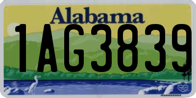 AL license plate 1AG3839