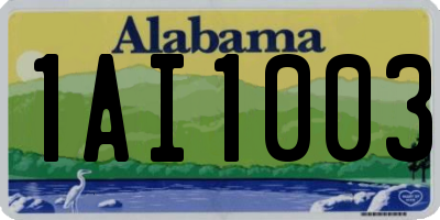 AL license plate 1AI1003