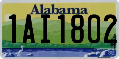 AL license plate 1AI1802