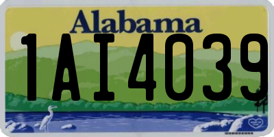 AL license plate 1AI4039
