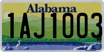 AL license plate 1AJ1003