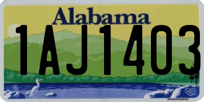 AL license plate 1AJ1403
