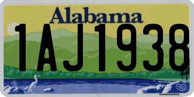 AL license plate 1AJ1938
