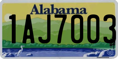 AL license plate 1AJ7003