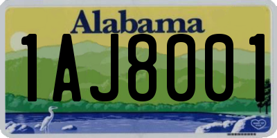 AL license plate 1AJ8001