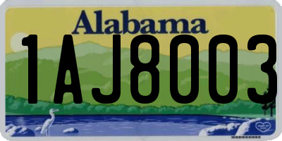 AL license plate 1AJ8003