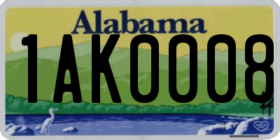 AL license plate 1AK0008