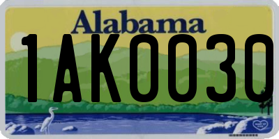 AL license plate 1AK0030