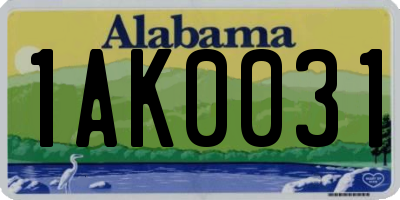 AL license plate 1AK0031