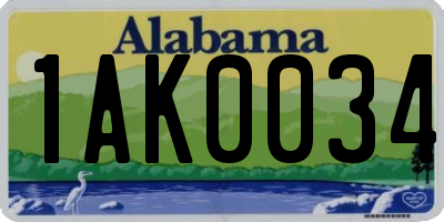 AL license plate 1AK0034