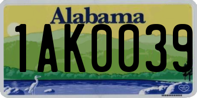 AL license plate 1AK0039